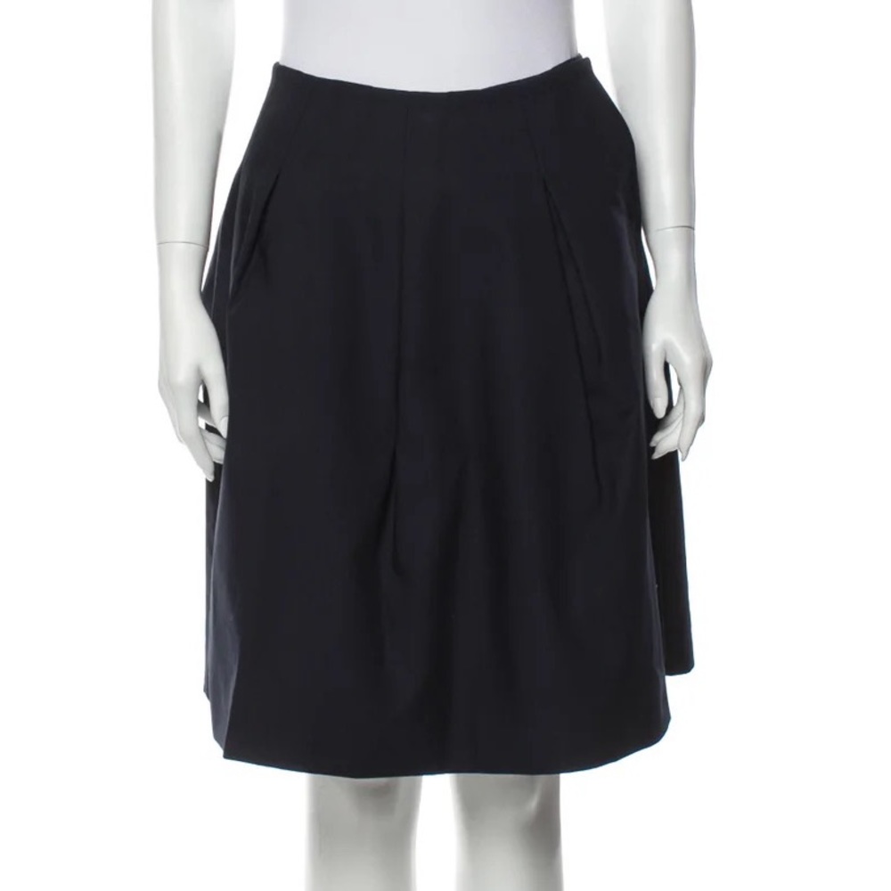 Arthur Arbesser New Gabardine pleated wrap Skirt navy blue solid‎ Made in Italy
